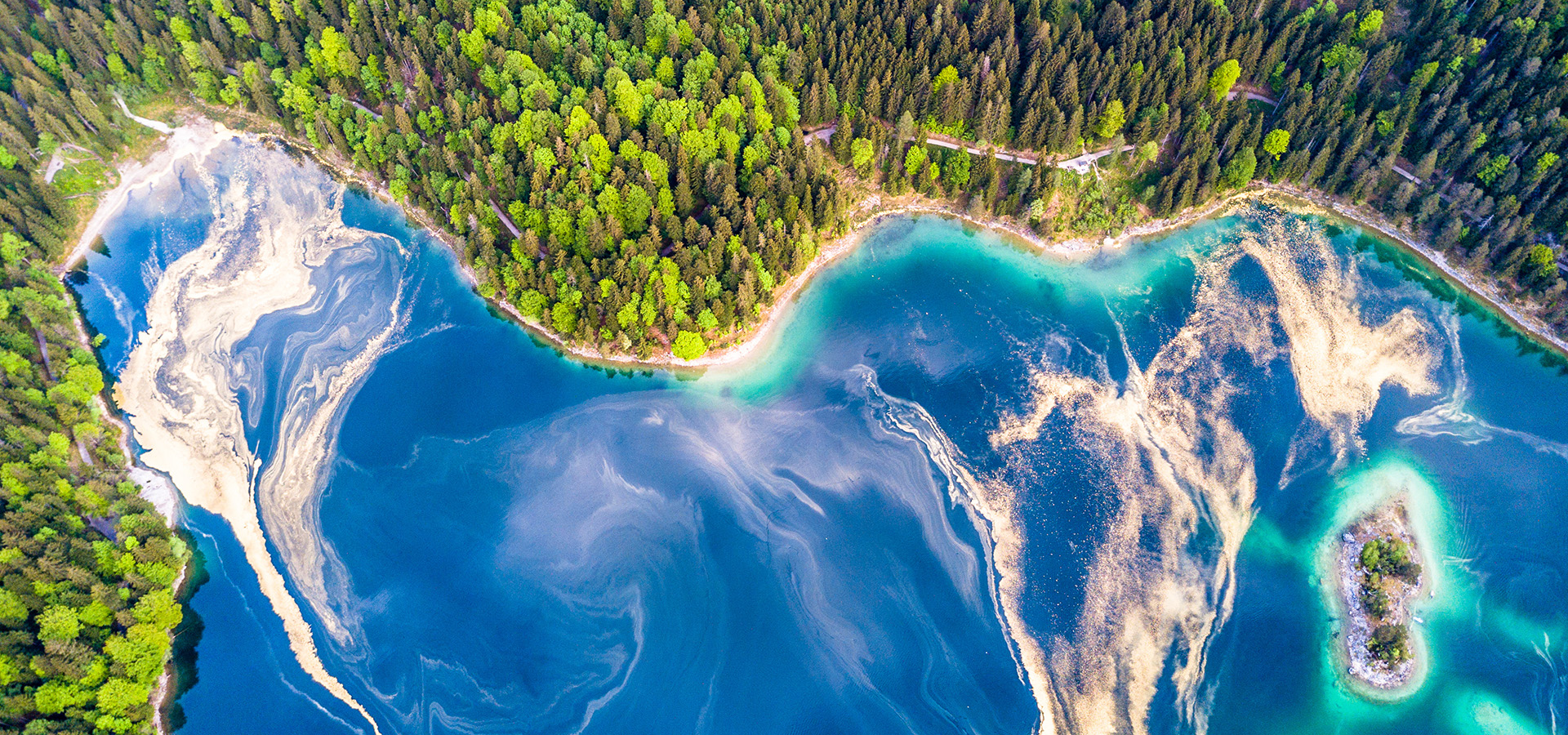 Mountain lake from above