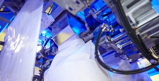 Blue illuminated machine details - diagnostic lighting