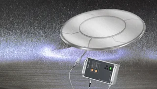 HAVER round screen frame with a connected converter