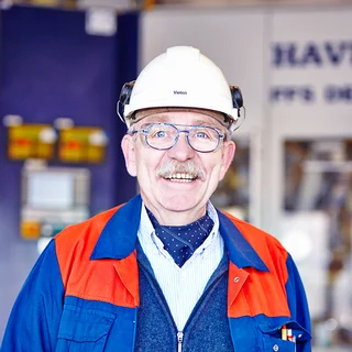 A man is inspired by the machine operation