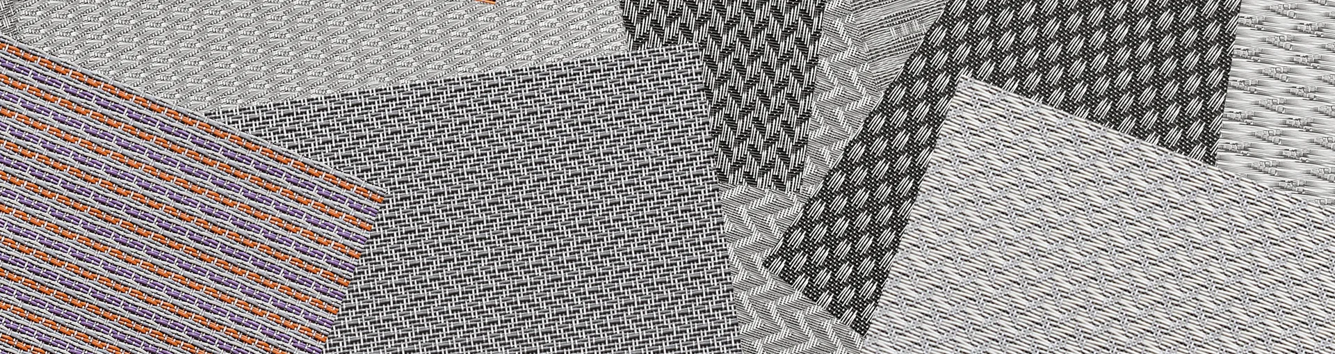 The diversity of design mesh A designer views some cuttings of different design mesh types