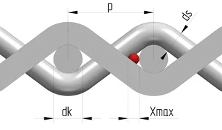 3D drawing of a SPW cross-section, precision pore, maximum pore size