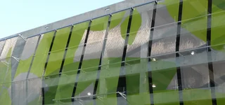 Coloured facade design with architectural wire mesh