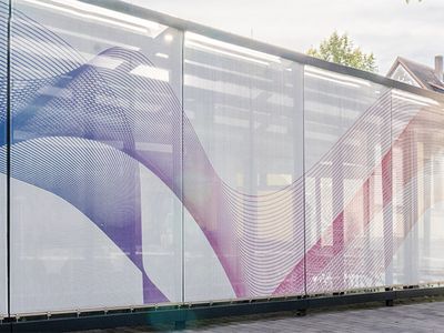 Functionality and aesthetics - colorful sun shading made of HAVER Architectural Mesh